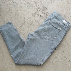 7 For All Man Kind High Rise TummyLess PinStripe Straight Leg Jeans